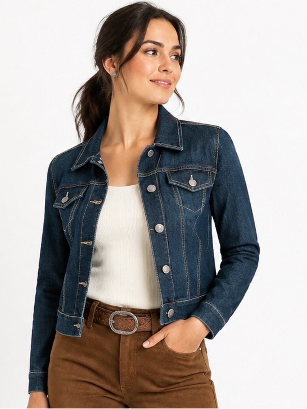 Nine West Vintage America Collection Blue Denim Jacket Size Small